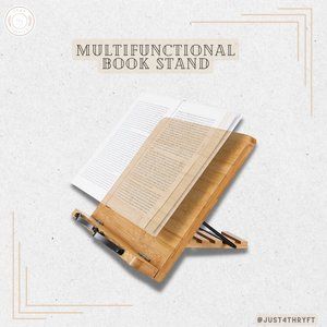 Bamboo Book Stand, Multifunctional 5 Adjustable Height Book Holder